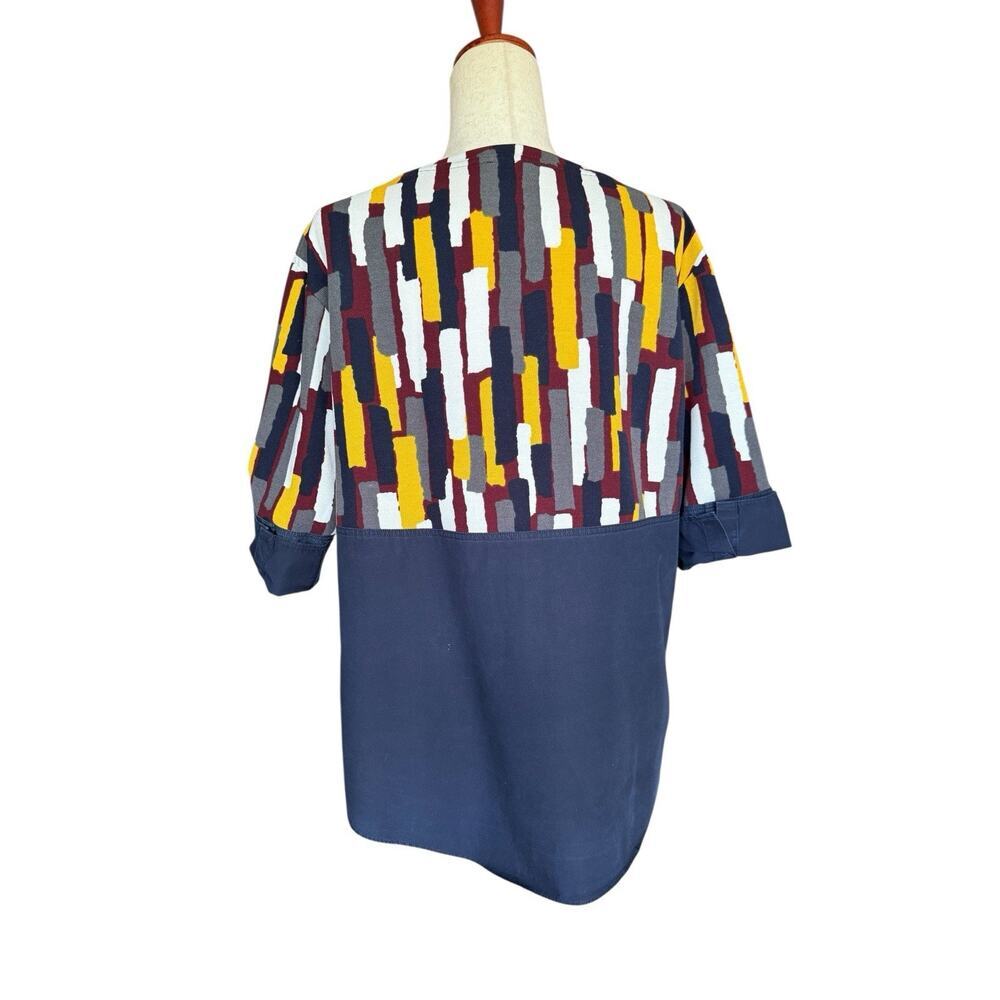 COS Colorblock Geometric Pattern Blouse Navy Abstract Print Top Size S - Picture 4 of 9
